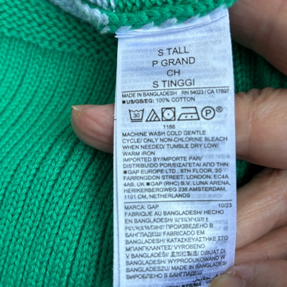 Gap Stripe Cotton Split hem Knit Sweater Green - Picture 7 of 8